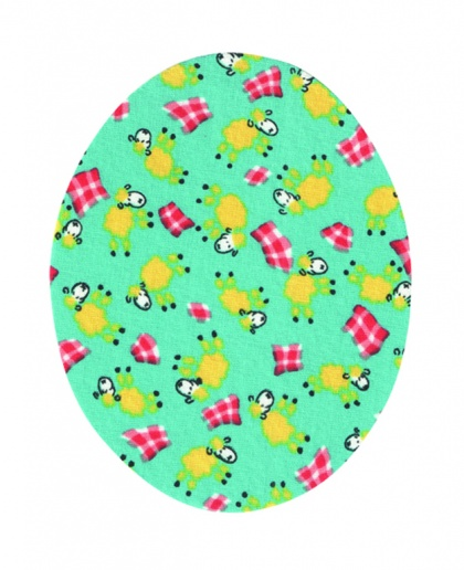 Nažehlovací záplaty oválky s potiskem - ovečky světle modré